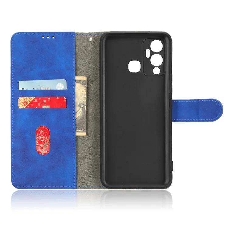 Phone Cover for Infinix Hot 12 Play 4G, Skin-Touch Feeling Book Style PU Leather Wallet Case with Stand Feature - Blue