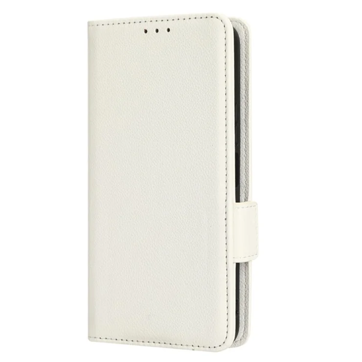 Anti-drop Litchi Texture Phone Cover for Honor 70 Lite 5G / X6 4G / Honor Play6C / X8 5G PU Leather Dual Magnetic Clasp Flip Wallet Case - White