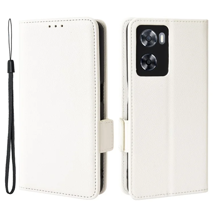 PU Leather Phone Case for Oppo A77 4G / A57 4G / A57e 4G / A57s 4G / A57 (CPH2387) (Taiwan Version), Litchi Texture Stand Wallet Phone Cover - White