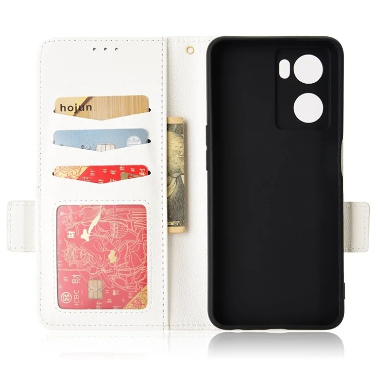 PU Leather Phone Case for Oppo A77 4G / A57 4G / A57e 4G / A57s 4G / A57 (CPH2387) (Taiwan Version), Litchi Texture Stand Wallet Phone Cover - White