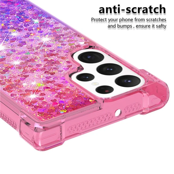 For Samsung Galaxy S23 Ultra TPU Case Gradient Quicksand Phone Back Cover - Pink / Purple