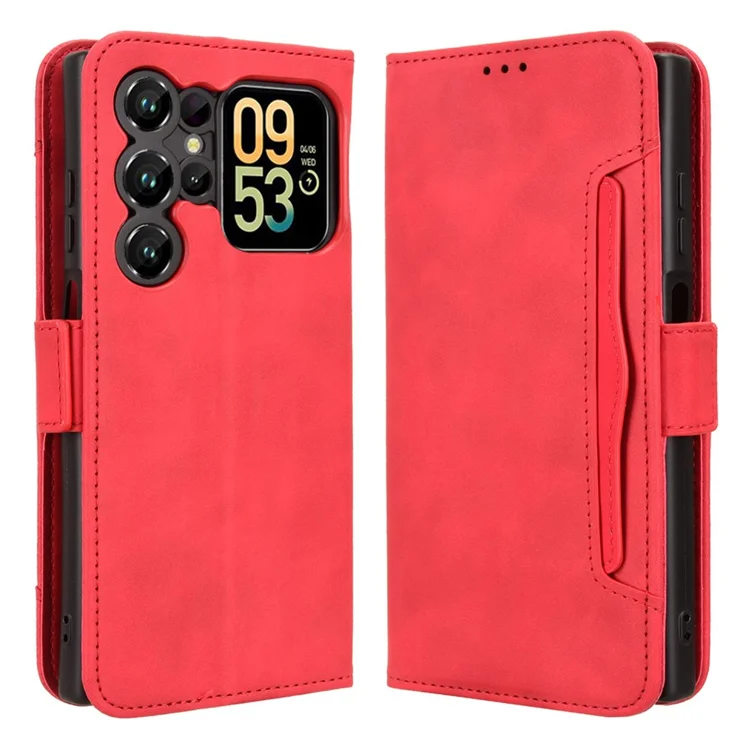 For Oukitel C62 / C62 Pro Leather Case Phone Wallet Cover with Multiple  Card Slots - Red