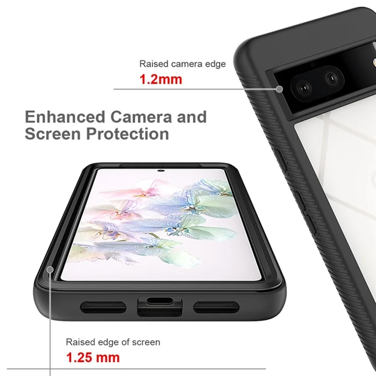 For Google Pixel 7 5G PC + TPU Full Protection Phone Case Anti-drop Protective Cover with PET Screen Protector - Purple