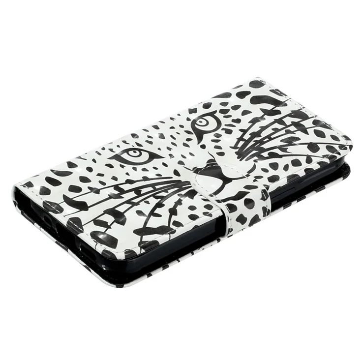 3D Pattern Printing Phone Case For Samsung Galaxy A14 5G, Anti-scratch PU Leather Wallet Flip Cover Stand with Strap - Leopard Head