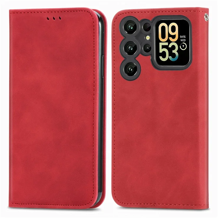 Cover RonRun Per Oukitel C61: Custodia A Libro In Pelle PU Con Portafoglio, Slot Carte E Supporto Magnetico, Chiusura Magnetica, Rosso