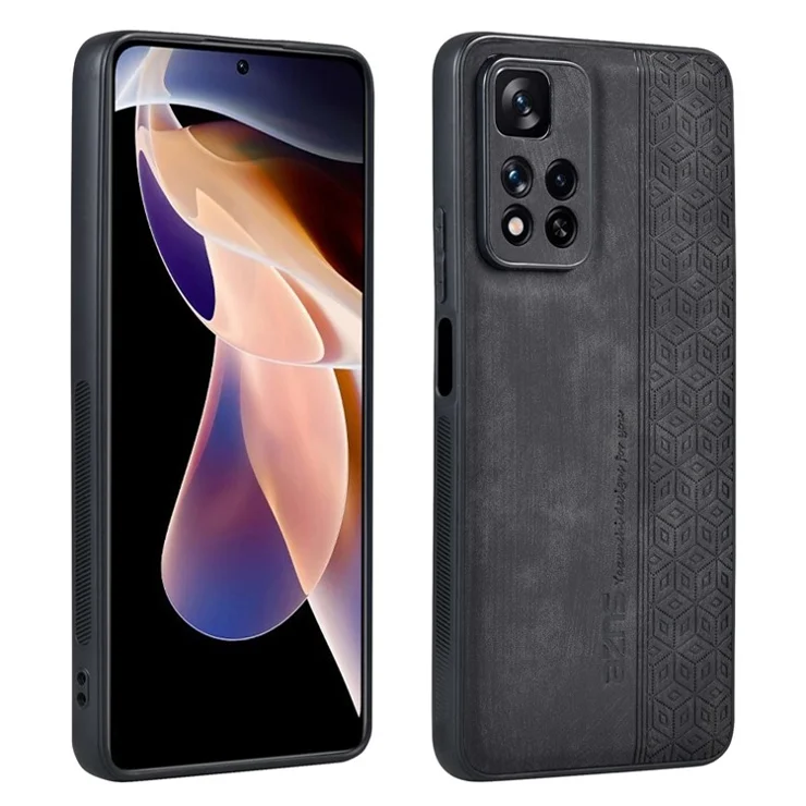 AZNS For Xiaomi Redmi Note 11 Pro+ 5G / Redmi Note 11 Pro 5G (MediaTek) Imprinted Pattern PU Leather Coated TPU Drop-proof Phone Case - Black