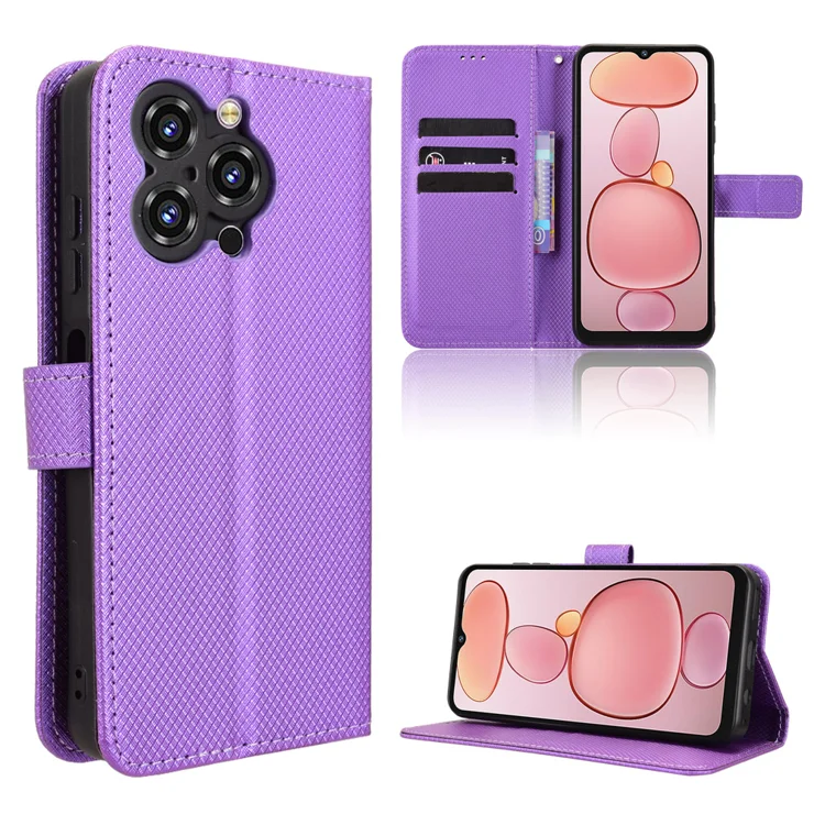 Custodia in Pelle per Oukitel C33 Flip Cover con chiusura magnetica,tasca con cerniera, in pelle PU,con 7 scomparti per carte di credito,con Cinturino da Polso Magnetica Fiore Cover Blu