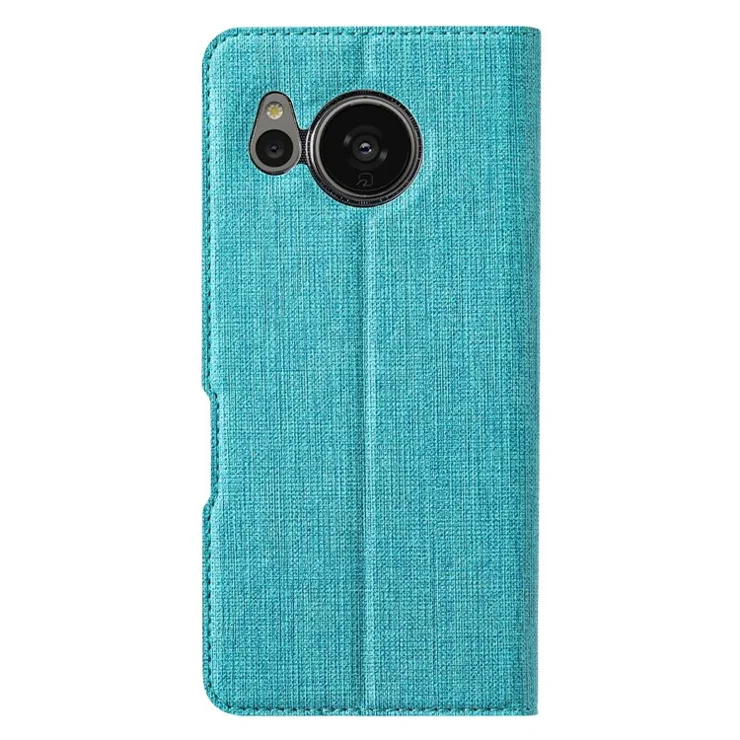 VILI DMX Series for Sharp Aquos Sense 7 Plus PU Leather Stand Card Slots Case Magnetic Absorption Flip Protective Phone Cover - Blue