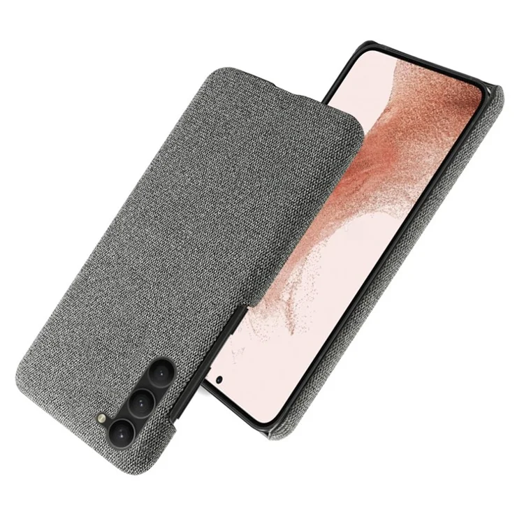 For Samsung Galaxy S23 Mobile Phone Protector Case Shell Solid Color Hard PC+Cloth Phone Cover - Grey