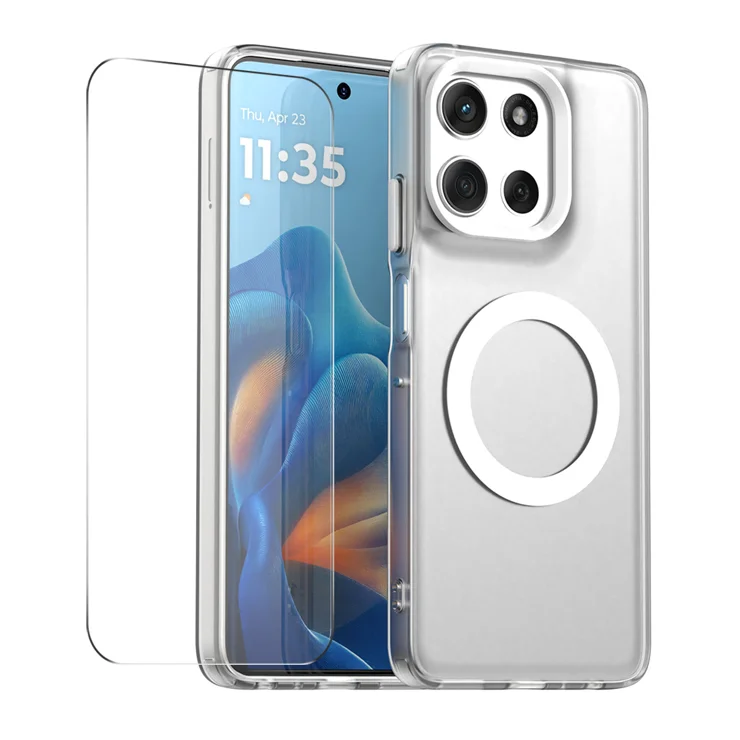 XINNI Cover per Motorola Moto G54, Protezione Schermo Integrata 360 Gradi Antiurto Custodia, Rugged Doppia Faccia Bumper Trasparente Full Guscio Fronte Retro Case, Nero