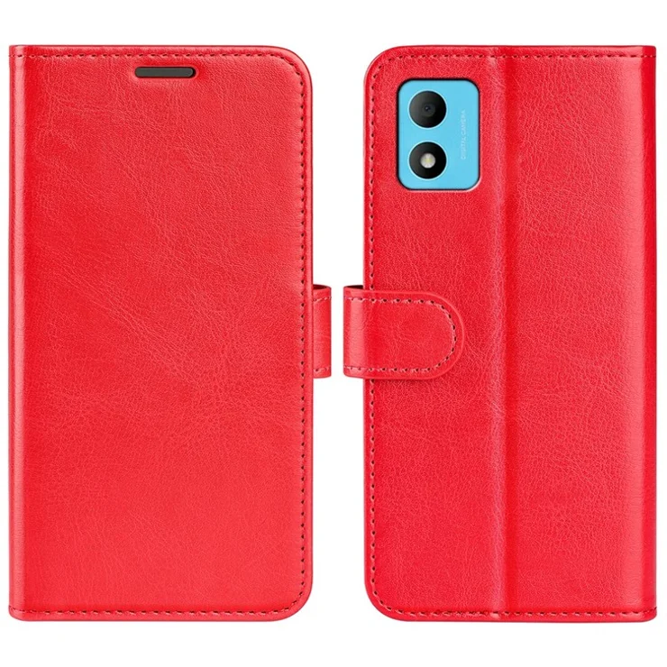 Crazy Horse Texture PU Leather Case for TCL 305i, Shockproof Stand Wallet Inner TPU Phone Cover - Red