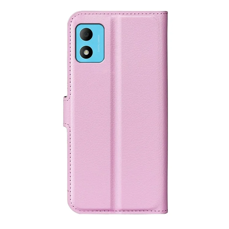 Litchi Texture PU Leather Case for TCL 305i, Stand Wallet Full Protection Magnetic Clasp Phone Cover - Pink