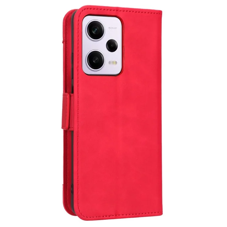 For Xiaomi Redmi Note 12 Pro 5G / Note 12 Pro Speed 5G / Poco X5 Pro 5G Dual Magnetic Clasp Phone Cover Viewing Stand Multiple Card Slots PU Leather Wallet Case - Red
