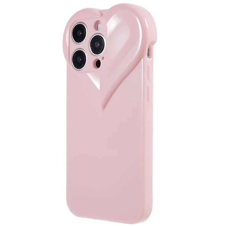 For iPhone 14 Pro Heart Shaped Camera Protection Phone Case Flexible TPU Anti-scratch Cell Phone Cover Shell - Pink