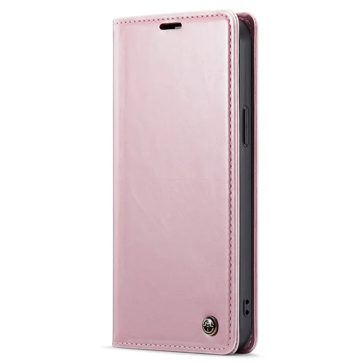 CASEME 003 Series For iPhone 12 / 12 Pro 6.1 inch PU Leather Retro Waxy Texture Phone Case Wallet Foldable Stand Cellphone Cover - Pink