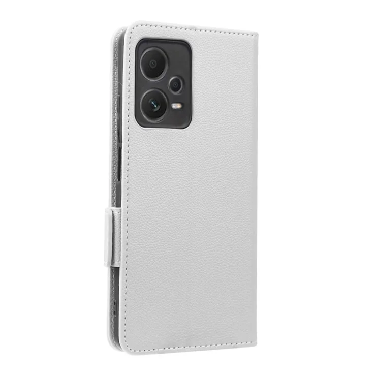 For Xiaomi Redmi Note 12 Pro+ 5G / Redmi Note 12 Explorer 5G Litchi Texture PU Leather Wallet Case Magnetic Closure Folio Stand Phone Cover with Strap - White