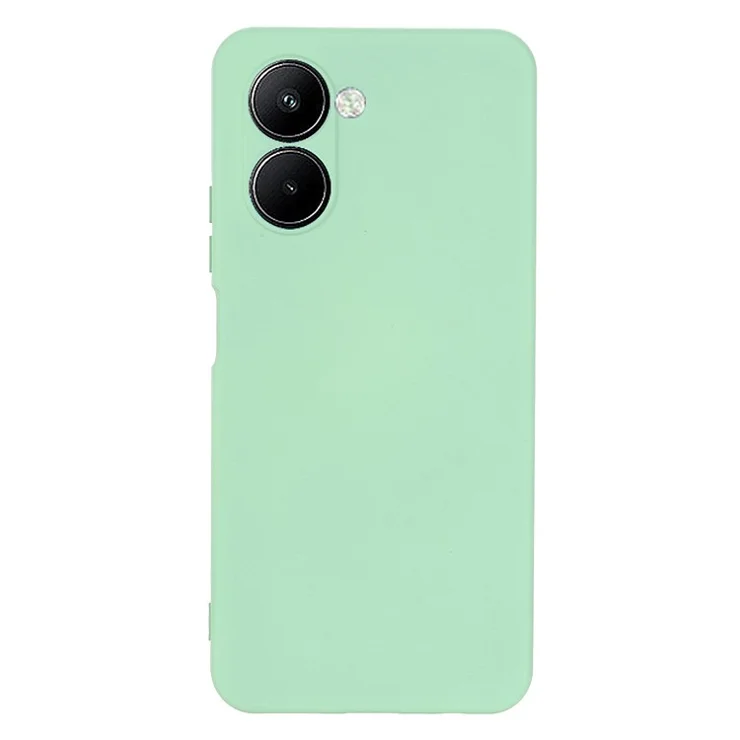 For Realme C33 2023 4G / C33 4G Liquid Silicone Cell Phone Case Anti-Scratch Soft Protective Cover with Strap - Green