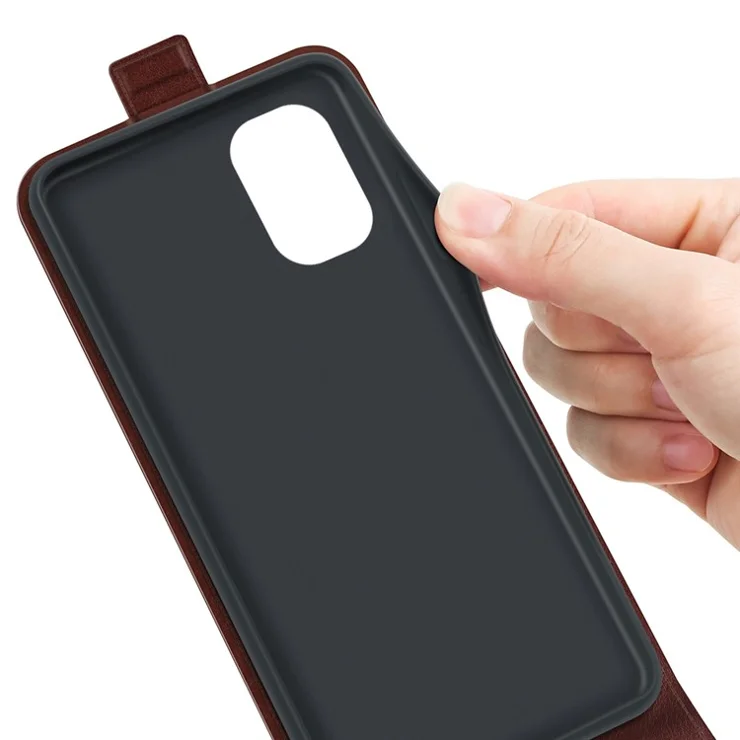 For Nokia G60 5G Crazy Horse Texture Card Holder Leather Protective Cover Vertical Flip Phone Anti-drop Case - Brown