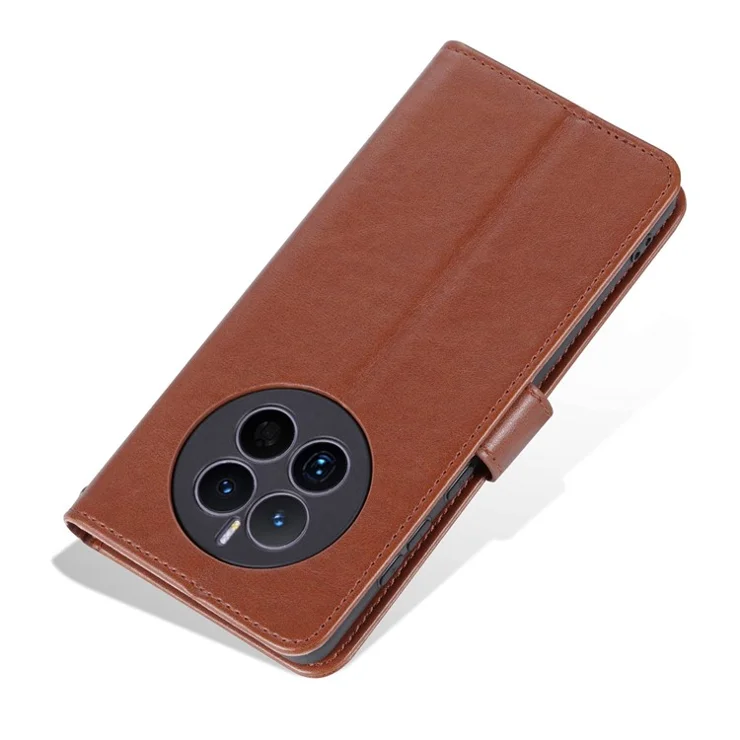 AZNS For Huawei Mate 50 4G Shockproof PU Leather Cover Magnetic Clasp Phone Case with Wallet Stand - Brown