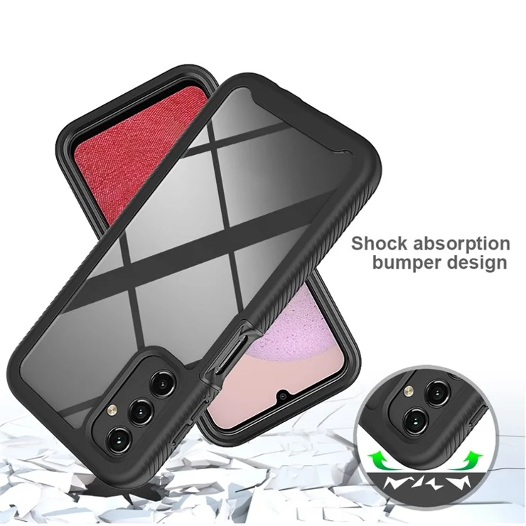 For Samsung Galaxy A14 5G / A14 4G Hard Acrylic + PC + Soft TPU Phone Case Bump Proof Clear Back Cover - Dark Blue