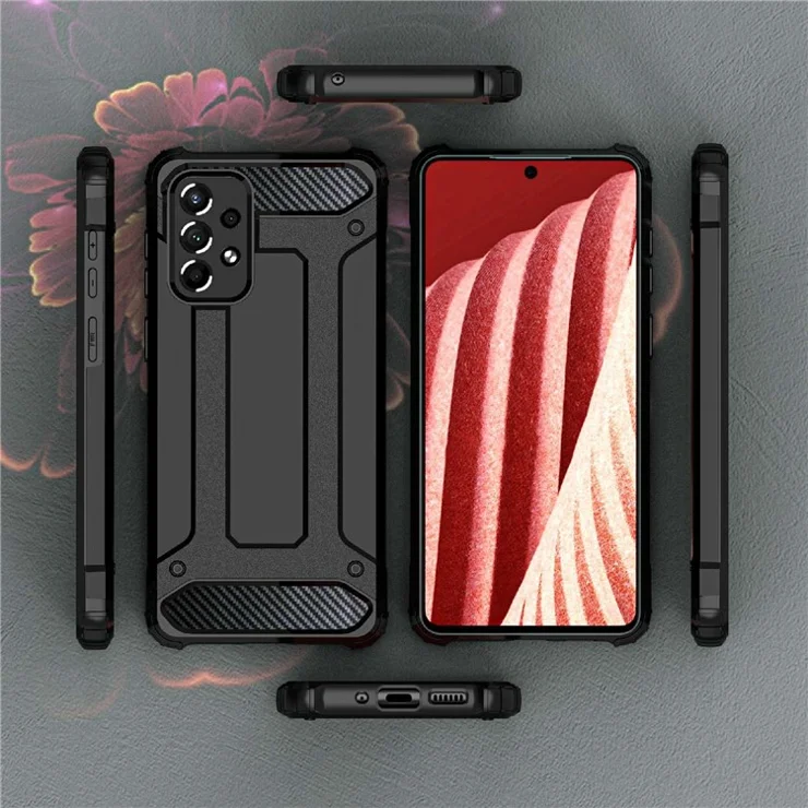 For Samsung Galaxy A73 5G Drop Resistant Phone Case TPU + PC Back Cover Cell Phone Cover - Grey