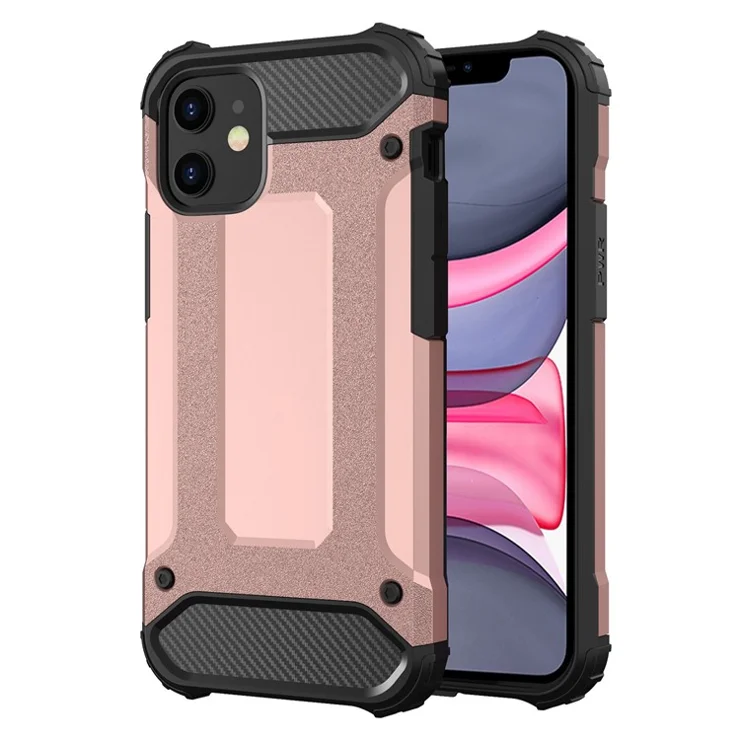 For iPhone 11 6.1 inch Shockproof Phone Cover TPU + PC Anti-scratch Dustproof Cell Phone Case - Rose Gold