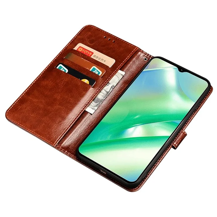 IDEWEI For Realme 10 5G / 9i 5G PU Leather Adjustable Stand Wallet Flip Cover Crazy Horse Texture Phone Protective Case - Dark Blue