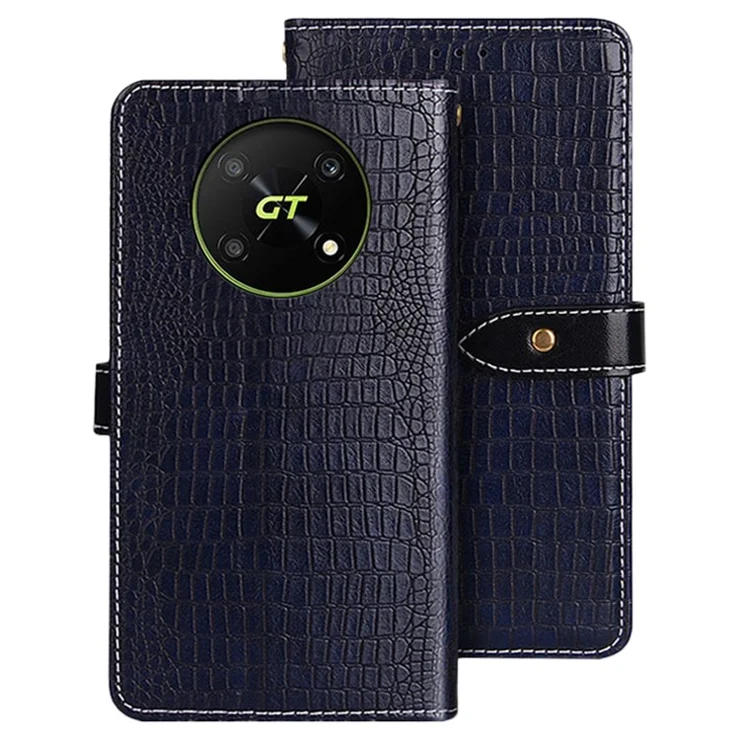 IDEWEI Magnetic Protective Flip Cover for Honor X40 GT 5G / X9 5G / X30 5G / Magic4 Lite 5G, Anti-fall Crocodile Texture PU Leather Wallet Phone Case with Stand Function - Blue
