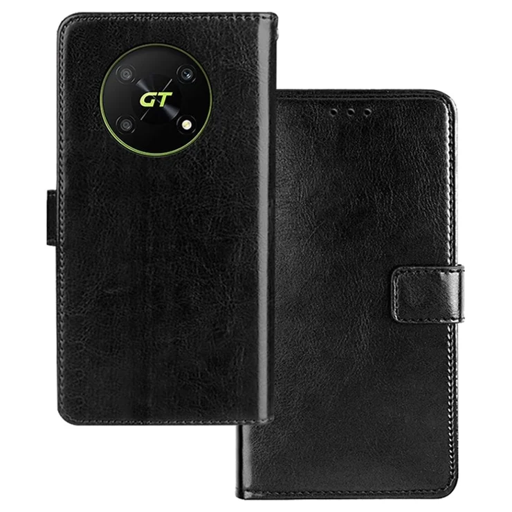 IDEWEI For Honor X40 GT 5G / X9 5G / X30 5G / Magic4 Lite 5G Wallet Feature Magnetic Closure Phone Case Crazy Horse Texture PU Leather Flip Cover with Stand - Black