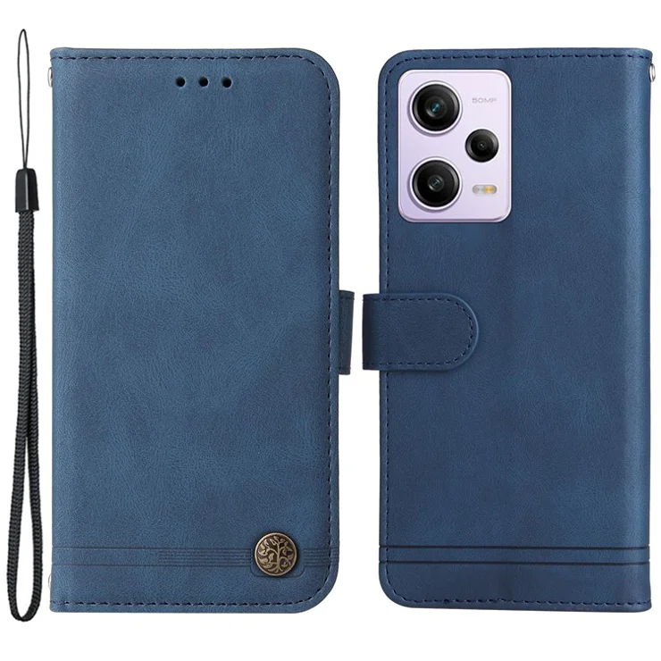 For Xiaomi Redmi Note 12 Pro+ 5G Leather Wallet Cases Skin Touch Phone Cover Stand with Strap - Blue