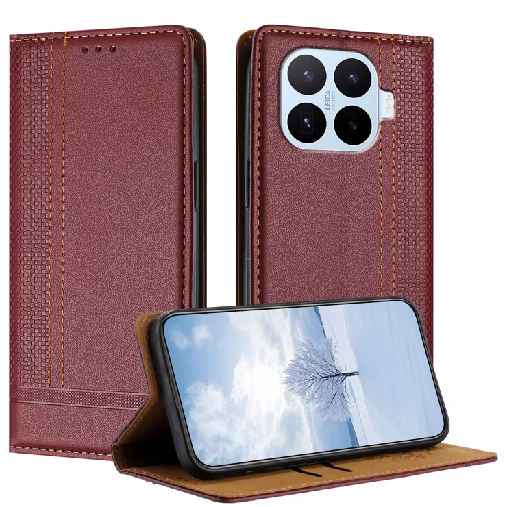 Custodia A Libro HULLIN Per Xiaomi MI 17 Ultra / Leica Leitzphone – Portafoglio In PU Rossa Con Chiusura Magnetica E Stand
