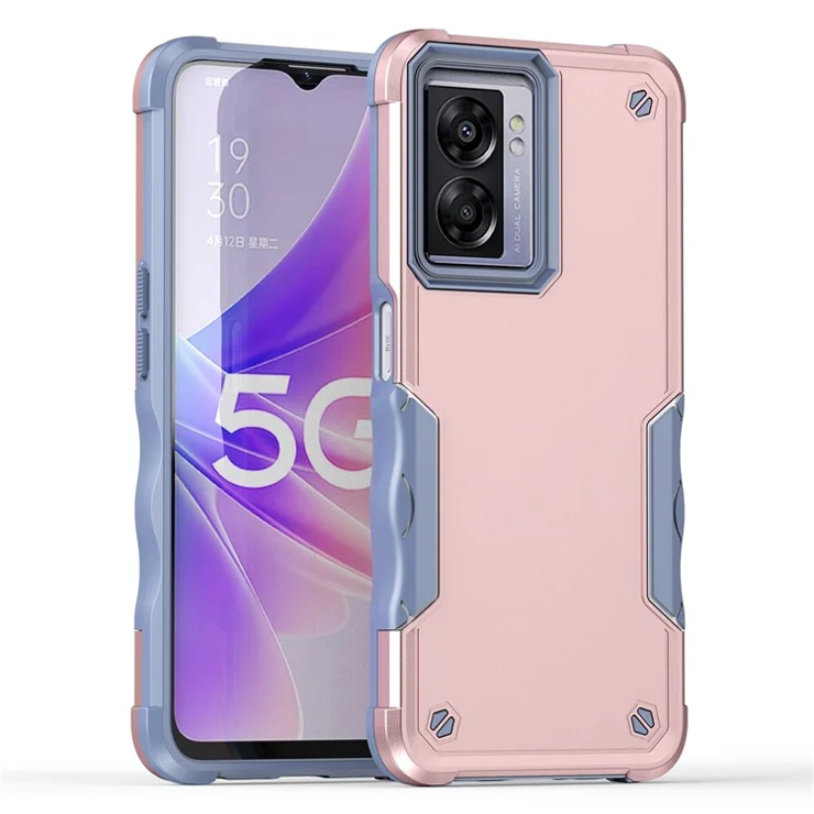 For Oppo A57 4G / A57s 4G / A57e 4G / A77 5G / A57 (2022) 5G / Realme Q5i / V23 5G / OnePlus Nord N20 SE 4G / Nord N300 5G Hard PC Soft TPU Shockproof Case Anti-slip Grip Phone Cover - Rose Gold
