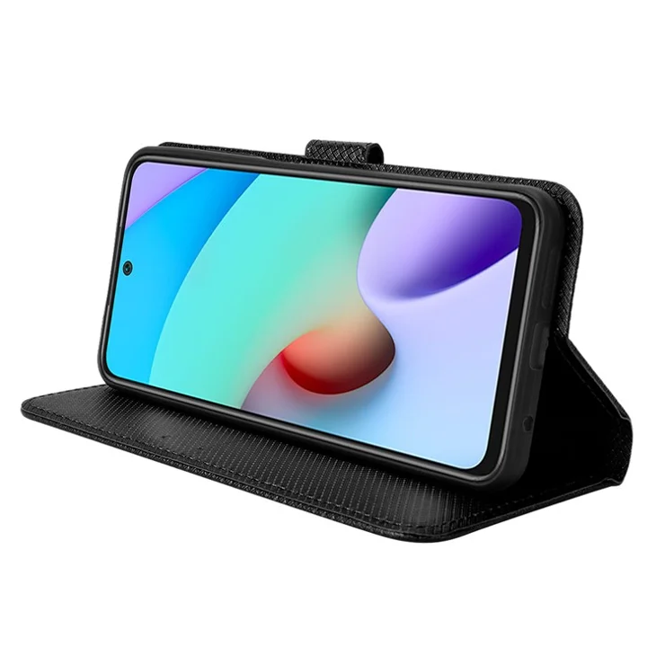For Xiaomi Redmi Note 11 4G (Qualcomm) / Redmi Note 11S 4G Diamond Texture PU Leather Folio Case Stand Wallet Magnetic Flip Phone Cover with Strap - Black
