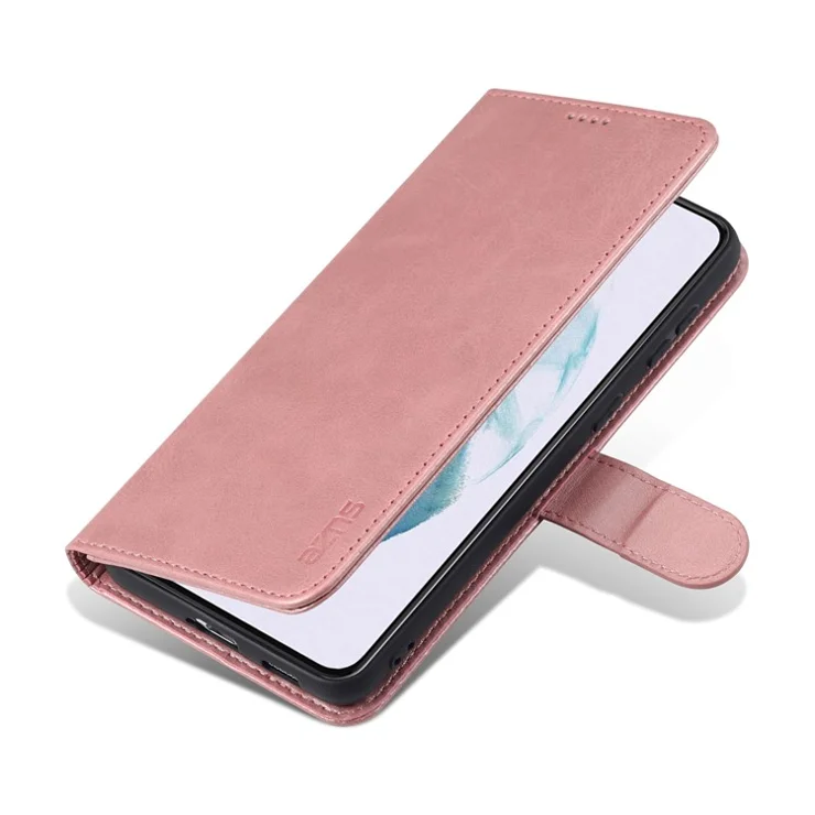 AZNS For Samsung Galaxy S23 PU Leather Magnetic Flip Cover Stand Wallet Fall Protection Phone Case - Rose Gold