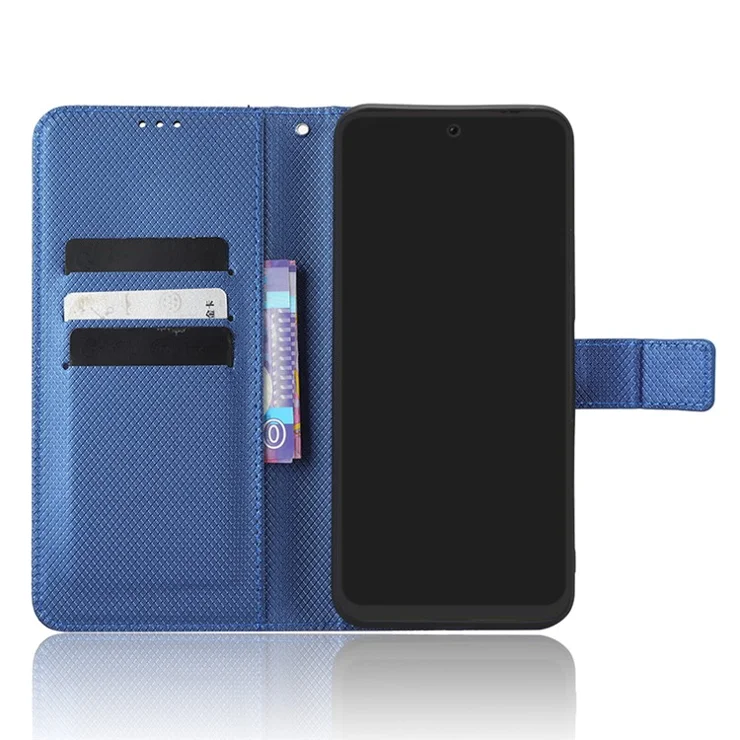 For TECNO Pova Neo 2 4G / LG6n Diamond Texture PU Leather Folio Case Stand Wallet Magnetic Flip Phone Cover with Strap - Blue