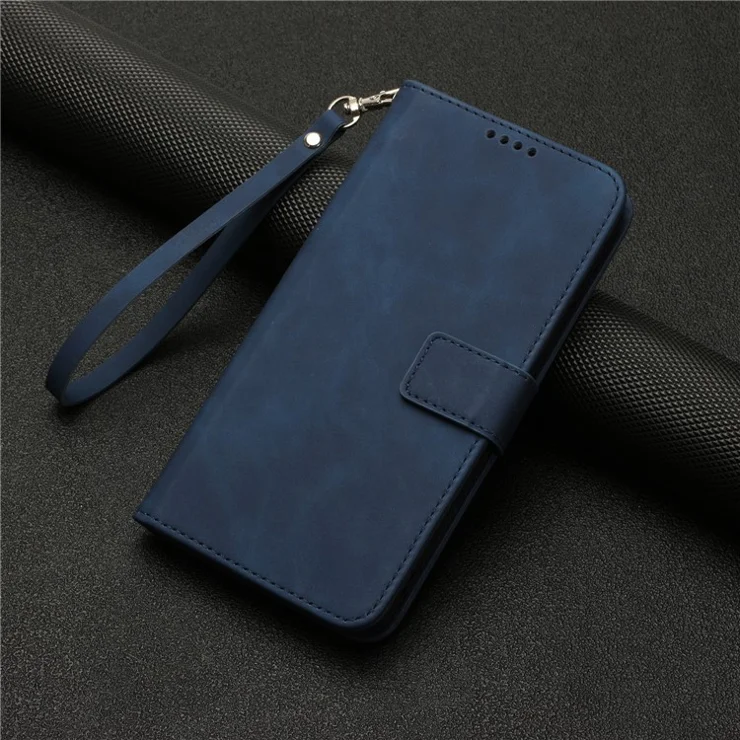 For Google Pixel 7 Pro 5G Wallet Phone Stand Cover Magnetic Clasp PU Leather Stand Cell Phone Case with Strap - Blue