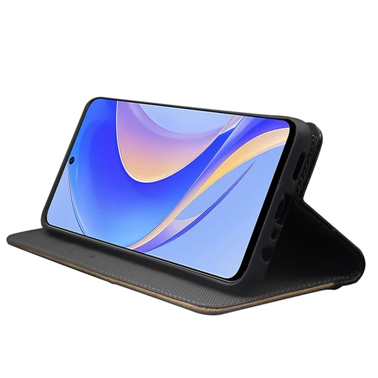 IDEWEI For Huawei nova Y90 4G Anti-fading Color Splicing Leather Magnetic Cover Phone Case with Card Slots and Wrist Strap - Brown