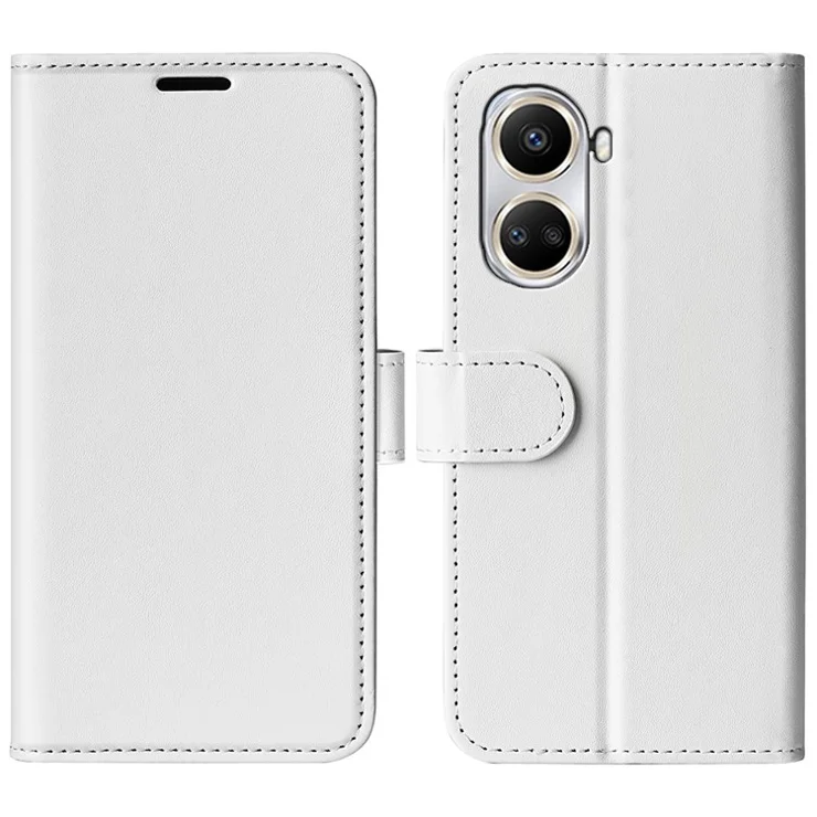 For Huawei nova 10 SE 4G Folio Flip Drop-proof Phone Case Crazy Horse Texture PU Leather + TPU Scratch-resistant Phone Cover Stand Wallet - White