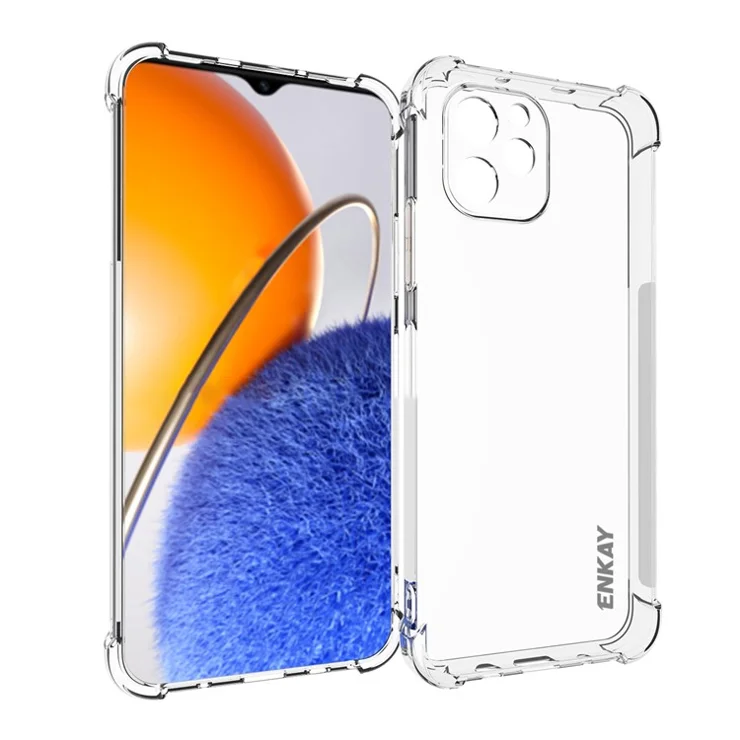 ENKAY HAT PRINCE Anti-slip Strip Edge Clear Case for Huawei nova Y61 4G, Thickened Corners Shockproof TPU Cell Phone Cover