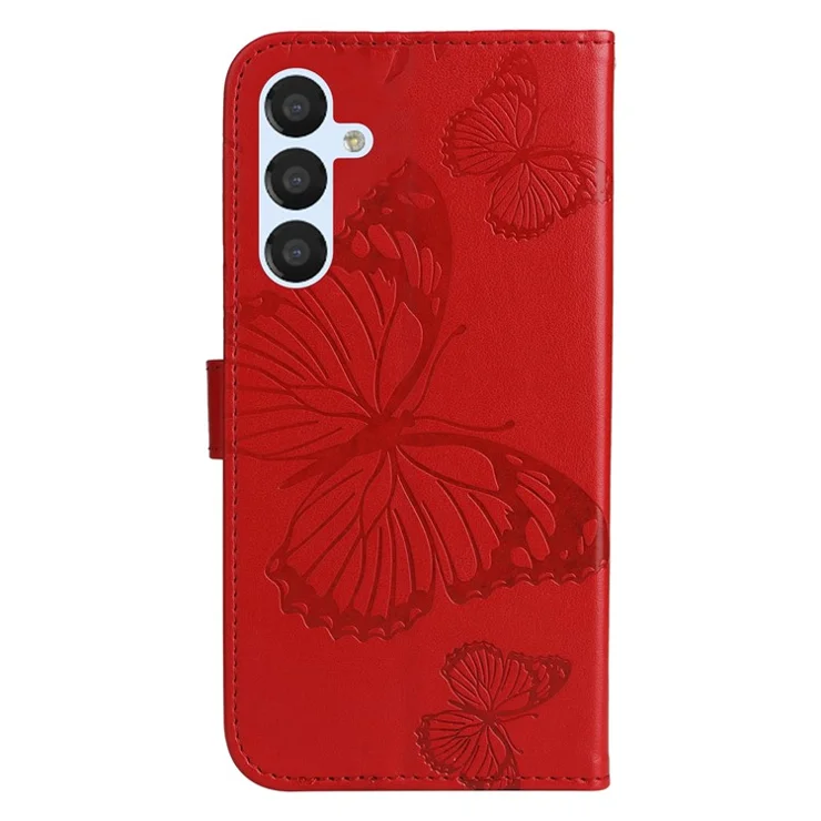 For Samsung Galaxy A54 5G Wallet Case Floral Butterfly Imprinted Leather Phone Cover Stand - Red