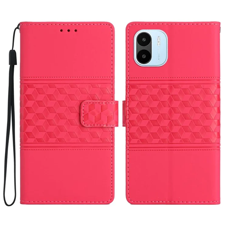 Anti-scratch Cell Phone Case For Xiaomi Redmi A1 4G / A2 4G Stand Wallet PU Leather Skin-friendly Imprinted Pattern Retro Phone Cover with Strap - Rose