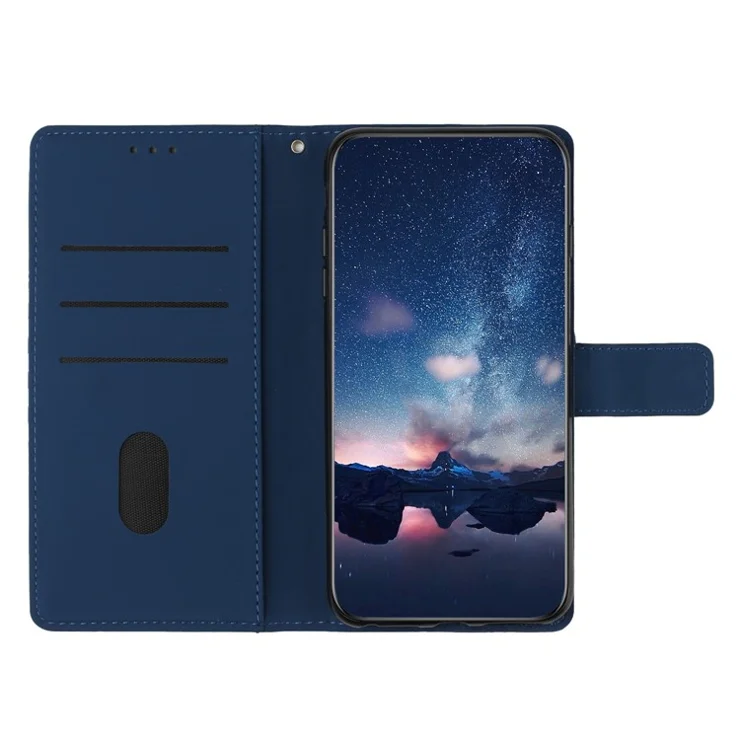 For Xiaomi Redmi 10A Retro PU Leather Shockproof Phone Case Stand Wallet Skin-friendly Flip Phone Cover with Strap - Blue