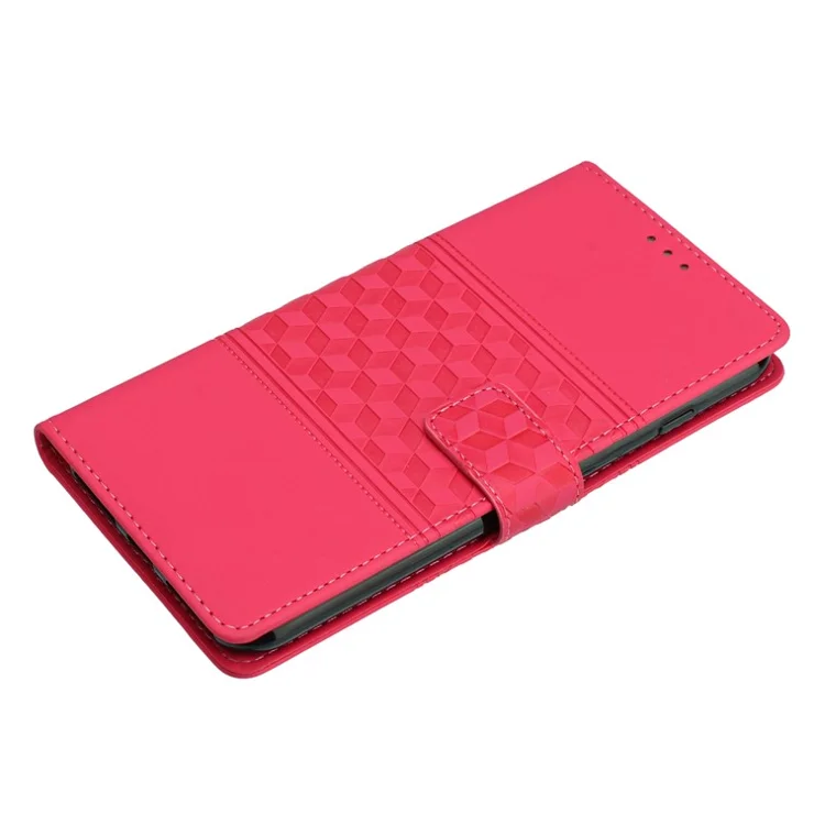 PU Leather Smartphone Case for iPhone 14 Pro, Retro Imprinted Pattern Shockproof Phone Cover Stand Wallet Skin-touch Feeling Shell - Rose
