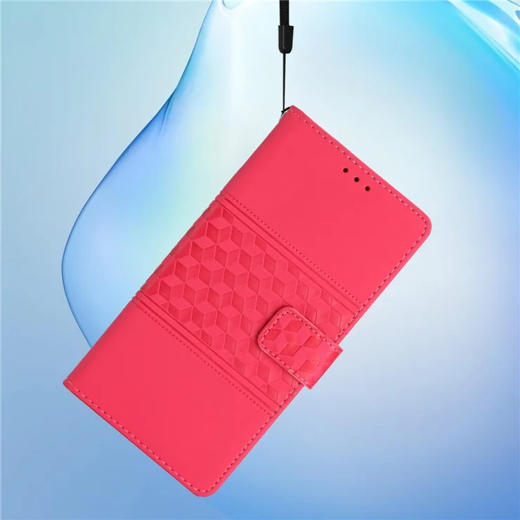 PU Leather Smartphone Case for iPhone 14 Pro, Retro Imprinted Pattern Shockproof Phone Cover Stand Wallet Skin-touch Feeling Shell - Rose