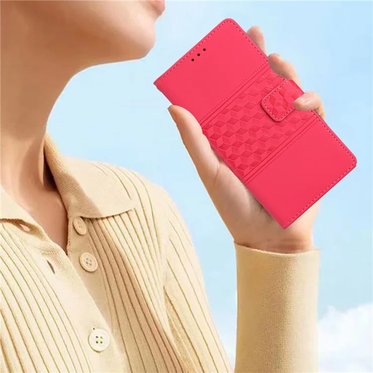 For iPhone 13 mini 5.4 inch Retro Imprinted Pattern Cell Phone Case Stand Anti-drop Skin Touch Feeling Flip Leather Wallet Cover with Strap - Rose