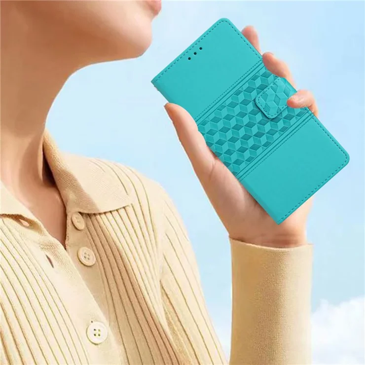 Phone Cover for Samsung Galaxy A32 5G / M32 5G, Comfortable Skin-touch Feeling Wallet Retro Imprinted Pattern Stand Leather Shell - Sky Blue
