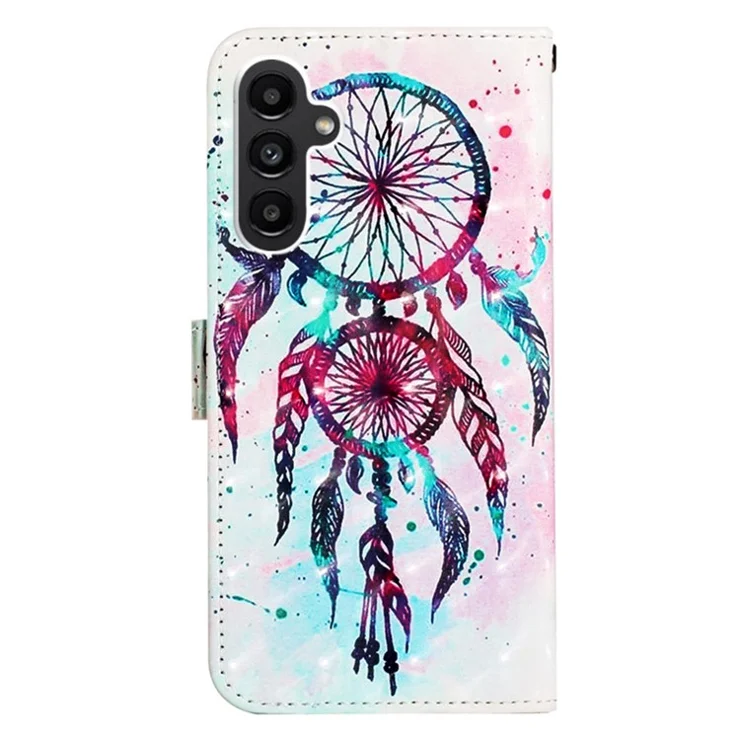 For Samsung Galaxy A14 5G / A14 4G Leather Case 3D Pattern Printing Wallet Stand Mobile Cover with Strap - Colorful Wind Chime