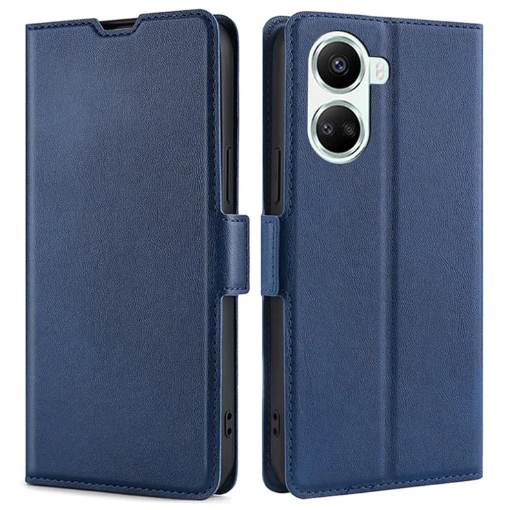 For Huawei nova 10 SE 4G PU Leather Dual Magnetic Clasp Flip Phone Case Stand Card Holder Protective Cover - Blue