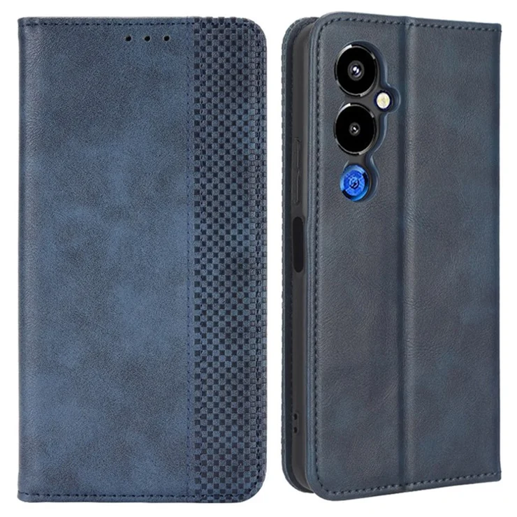 For TECNO Pova 4 Pro 4G LG8n Retro Texture Phone Wallet Case Imprinted Pattern PU Leather Magnetic Closure Stand Cover - Blue