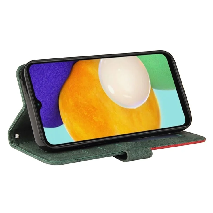 For Samsung Galaxy A34 5G Leather Case Wallet Stand Color Splicing Phone Cover - Green